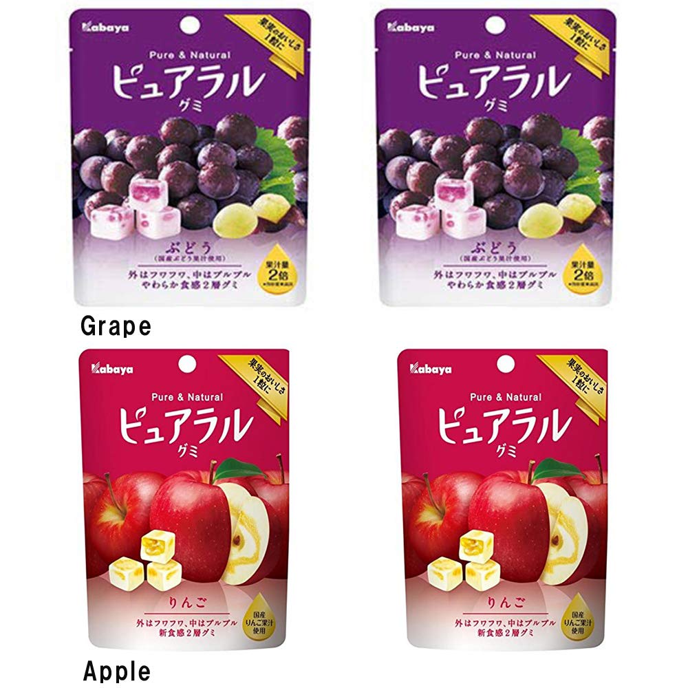 Amazon.com: Pureral Gumi 1.6oz 2Types × 2pcs Grape And Apple