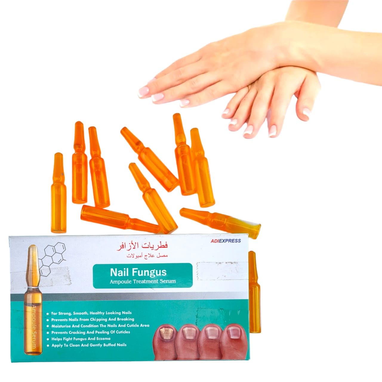 Nail Fungus Ampoule Strong Oil, Repair and Growth Treatment, Cuticle Oil for Healthy Nails, Fast-Acting Anti-Fungal, 90 Days Treatment