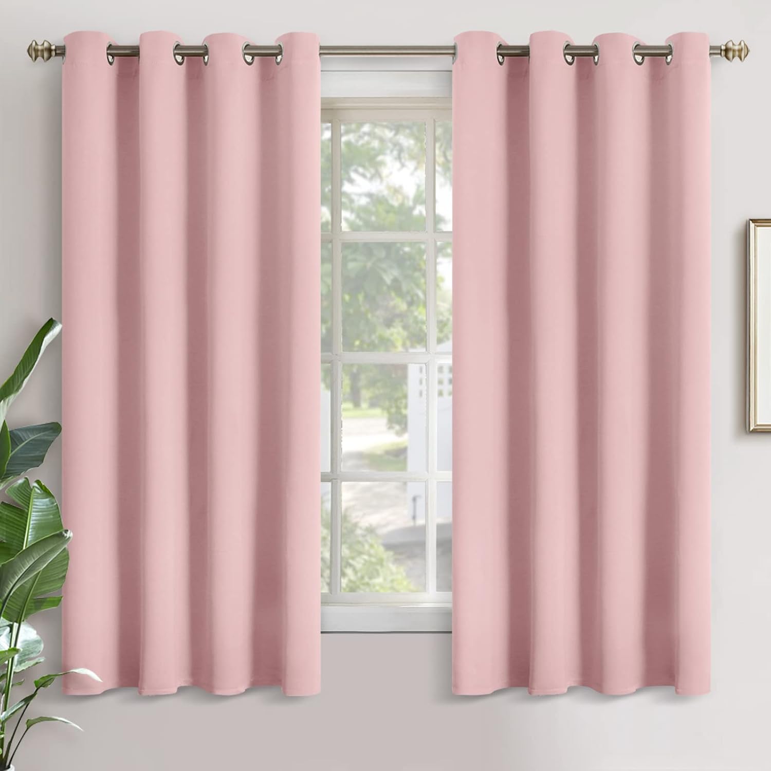 YoungsTex Baby Pink Room Darkening Curtains for Kids Bedroom 63 Inch Long - Thermal Insulated with Grommet Blackout Window Drapes for Living Room Girl Nursery Privacy, 2 Panels, 52 x 63 Inch 52"W x 63"L (Pack of 2) Baby Pink
