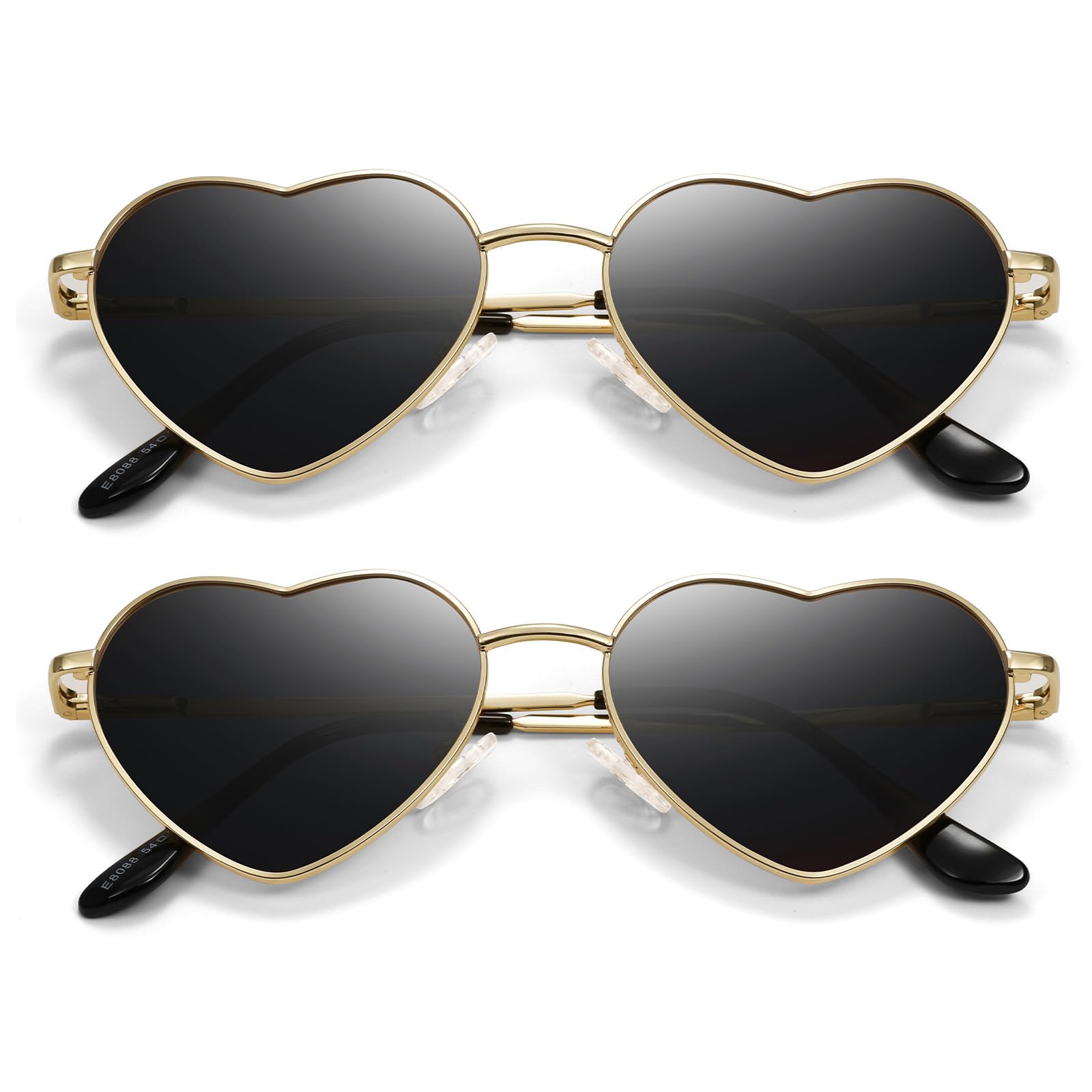 Eiuizah Polarized Heart Sunglasses for Women Men - Cute Trendy Sun Glasses Metal Frame UV400 Protection Lens