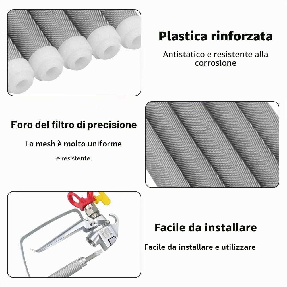 5 Pezzi Filtri per Pistola a Spruzzo Airless 60 Mesh Filtro per Pistola a Spruzzo Wagner in Acciaio Inossidabile Usato per Wagner Pistola Airless Vernice Spray,100mm Lungo(Bianca)