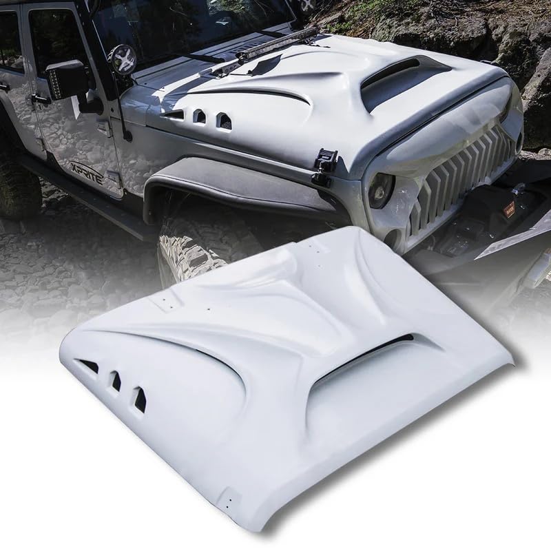 Xprite Heat Dispersion Steel Cowl Hood Vent for Jeep Wrangler JK JKU 2007-2018 - Functional Heat Extractor Enhanced Airflow for Engine Cooling Easy Install Jeep Wrangler Hood Upgrade