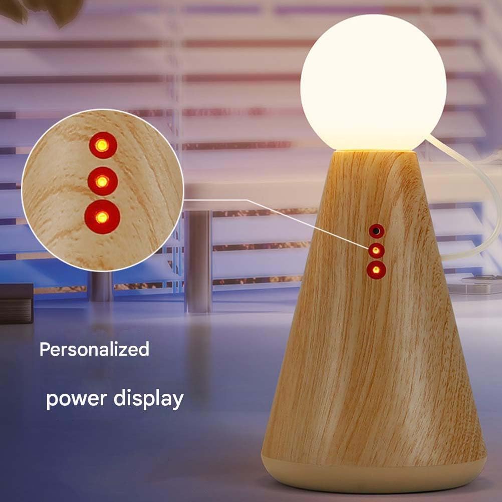 Lámpara de mesita de Noche de Madera con Forma de muñeca, Recargable con imán, Bola Creativa, Pantalla acrílica, luz Nocturna para Dormitorio Infantil, Carga USB