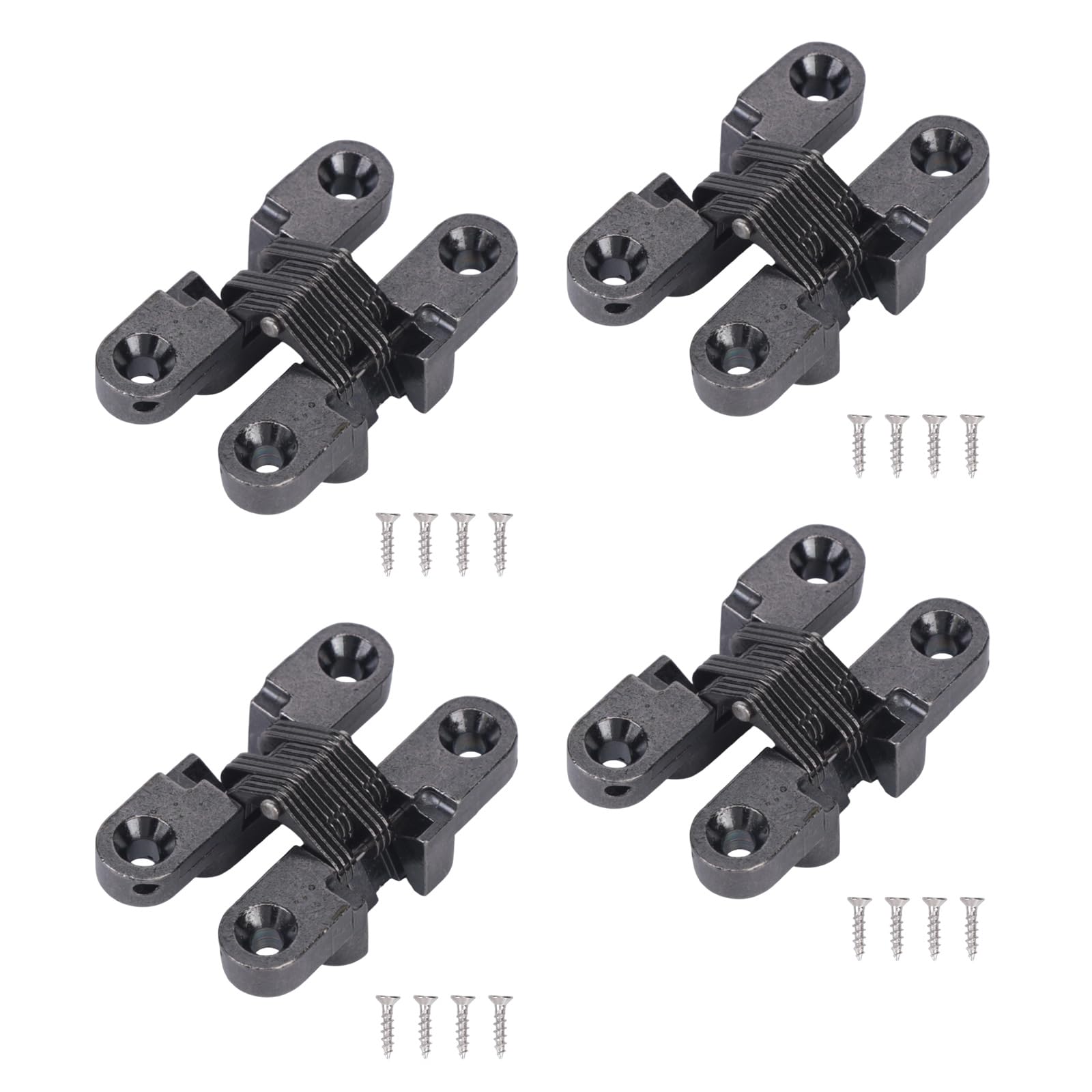 4Pcs Stainless Steel Folding Hinge for Screen Door and Table Flap Invisible Designs Crossed Hinges for Home Cabinet Repairing Rustproof Hinge