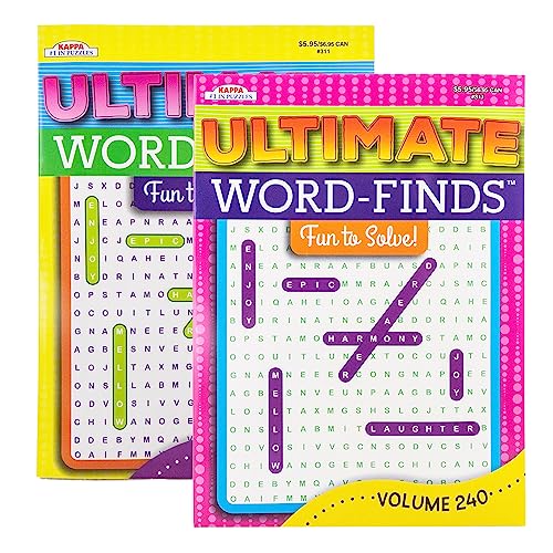 KAPPA Ultimate Word Finds Puzzle Book 2 Titles, Word Search Find Words Books for Adults Teens, Training Learning with Game, 2-Pack