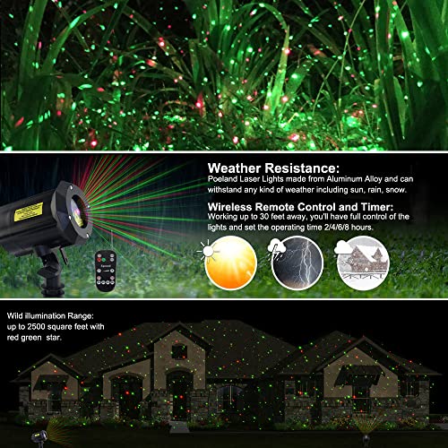 Image of Poeland Garden Lights Moving Laser Christmas Lights Star Projector for Home and Garden