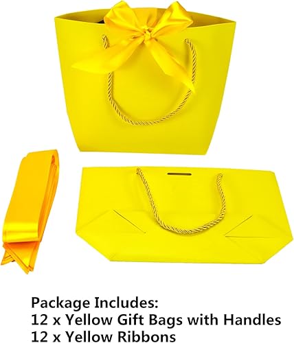 Miniatura 10 de HUAPRINT Bolsas de regalo con asas, bolsas de recuerdo de fiesta con cinta de lazo, 12 bolsas de papel gris para cumpleaños, boda, dama de honor,