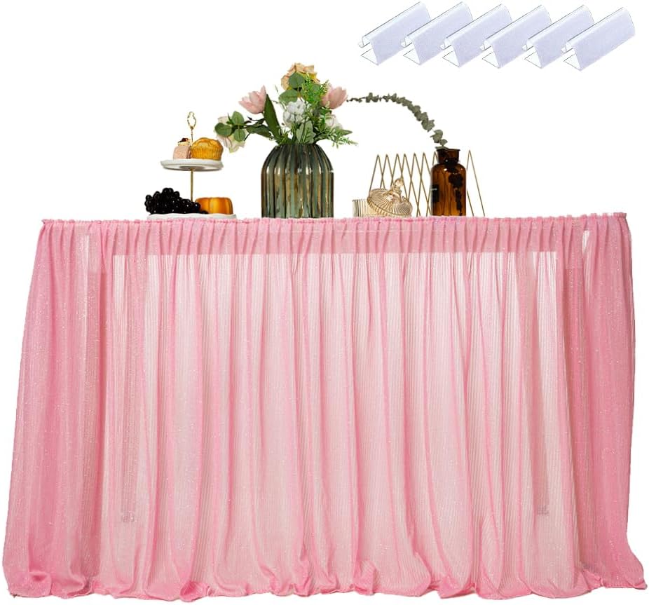 Pink Tutu Table Skirt 6ft for Round Retangle Table Tassels