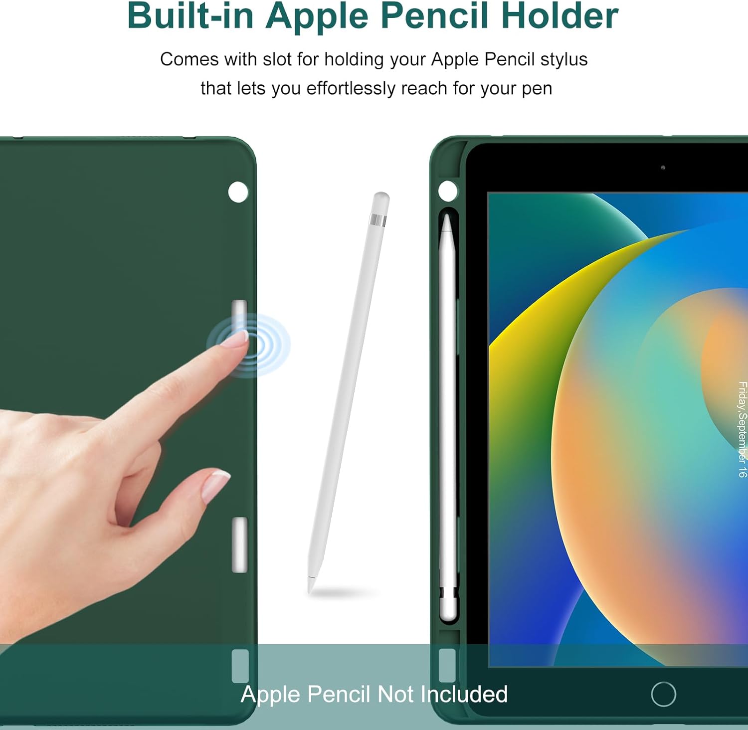 iPad 9th 2021/8th/7th Generation Keyboard Case, 7 Colors Backlit Detachable Keyboard Slim Folio Smart Cover for iPad 10.2"/iPad Air 10.5"(3rd Gen)/iPad Pro 10.5" with Pencil Holder – Green