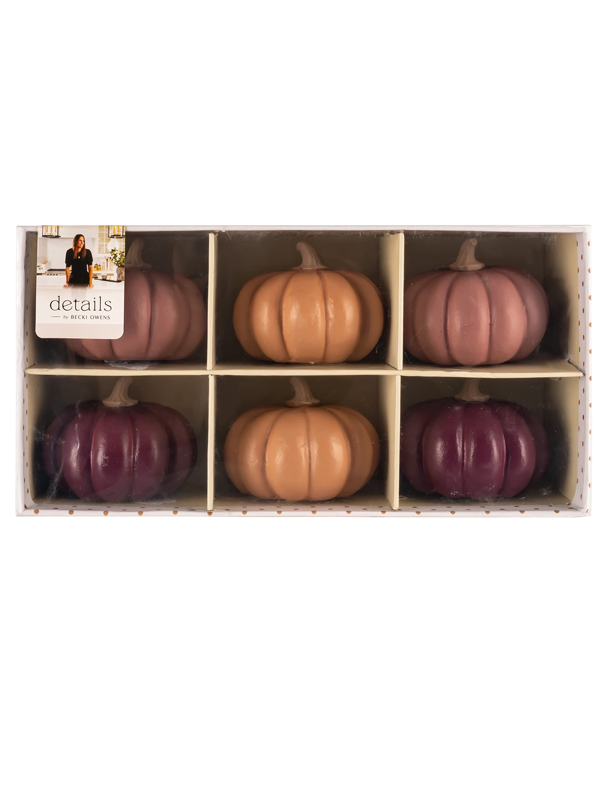 Becki Owens Mini Pumpkin Decor - Set of 6 Pumpkins for Decorating - Artificial Pumpkin Decorations - Fall Pumpkin Decor - Fall Decor for Home, Office & Classroom - Fall Pumpkins for Decorating