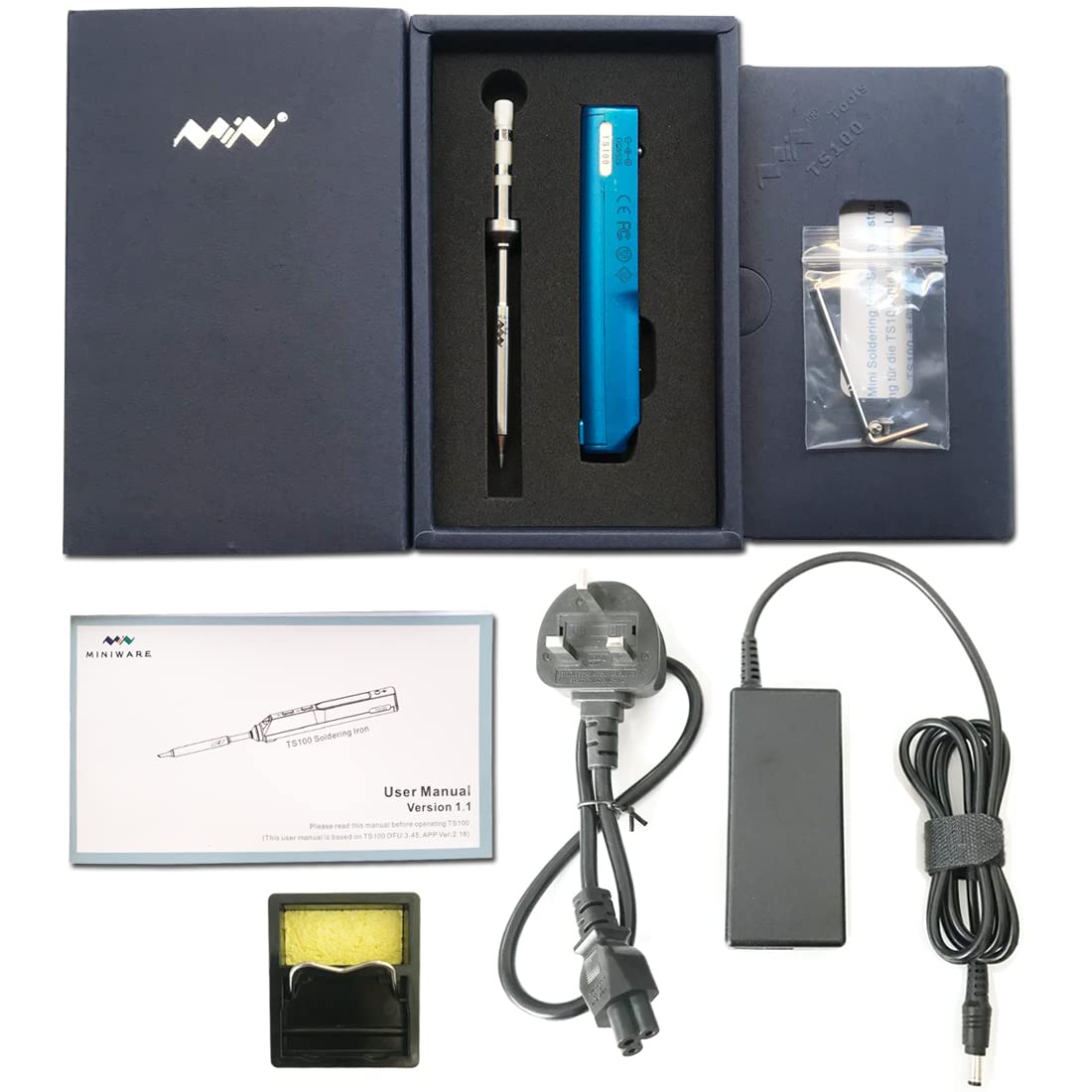 CROSS MARS Original Blue TS101 Smart Portable Digital USB Type C Fast Heating Temperature Adjustable TS100 Upgraded Soldering Iron(BC2 Tip Kit)