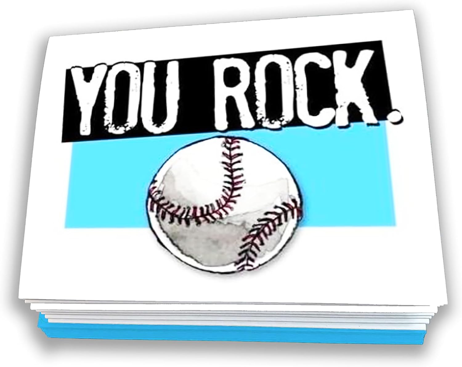 Play Strong Baseball You Rock Note Cards 12-Pack (4.25"x5.5") Illustrated Sports Powercards Thank You Note Card Set Perfect for Baseball Players, Coaches, Fans and Fanatics - They'll Love 'Em!