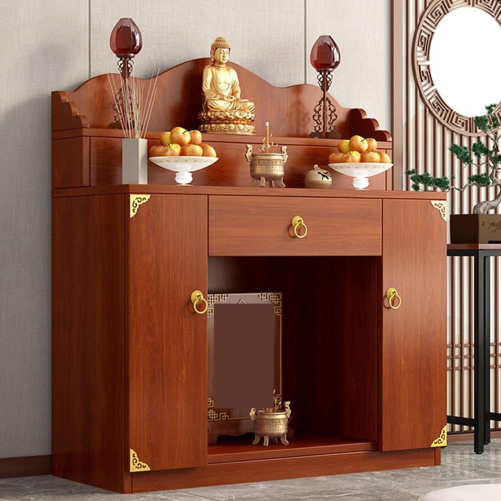 Mesa de Altar China Inicio Gabinete del Altar Mesa Espiritual for Adoración(Red,Medio)