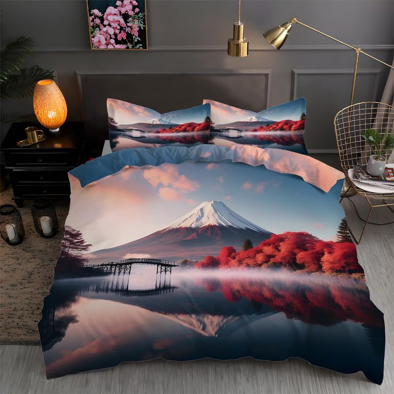 Amazon｜布団カバー シングル 3点セット富士山和風 掛け布団カバー