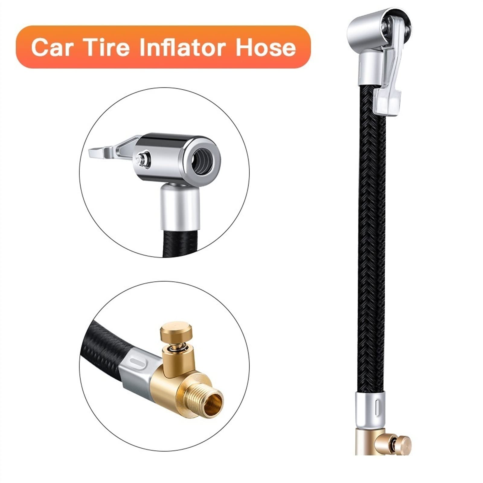 Adattatore Per Gonfiaggio Pneumatici - Tubo Flessibile Da 50cm Con Filettatura Auto-Bloccante, Per Auto, Moto, Bici - Senza Perdite D'Aria - Foto 8