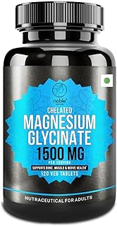 Noble Nature منیزیم گلیسینات کلاته 1500MG - مکمل با جذب بالا برای حمایت از سلامت اعصاب و عضلات - 120 قرص گیاهی