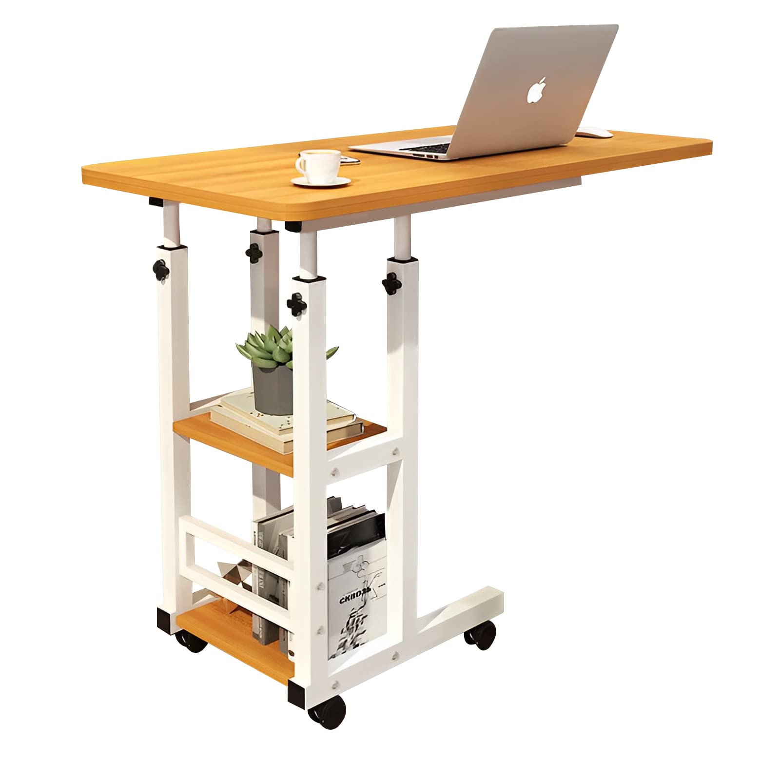 Occuwzz® Adjustable Standing Desk, Small Desks for Small Spaces Portable Laptop Computer Desk, Table for Bedrooms Couch Desk for Home Office Table Mobile Rolling Desk on Wheels with Storage (Yellow)