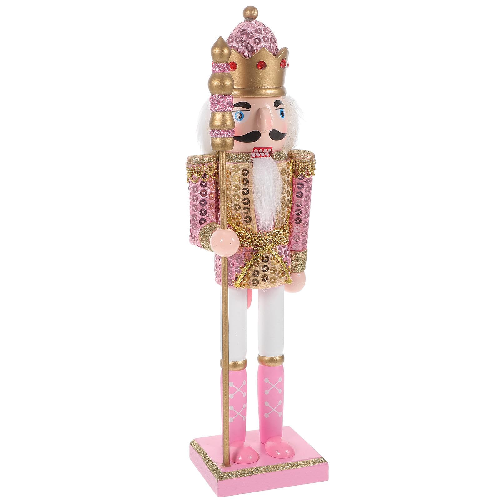 HOMSFOU 2 Pezzi Legno Ornamento Schiaccianoci Rosa Corona per Natale