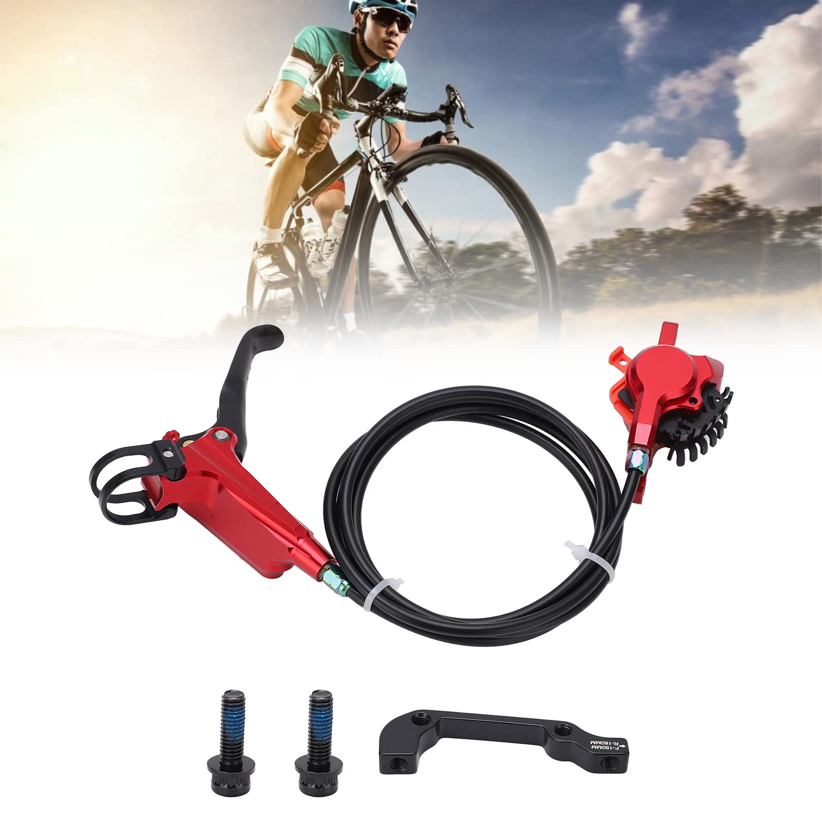 Étrier de frein à disque hydraulique arrière de vélo, étrier de Rotor de 160mm (Rouge)