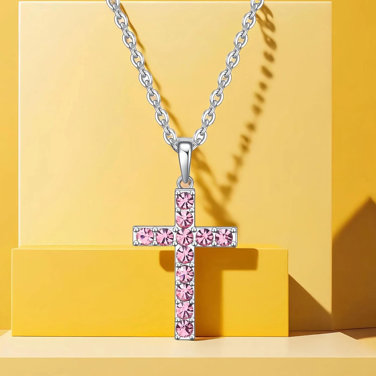 Birthstone Cross Necklace for Women,First Communion Gifts Easter Baptism Cross Jewelry Pendant Gifts - Image 6