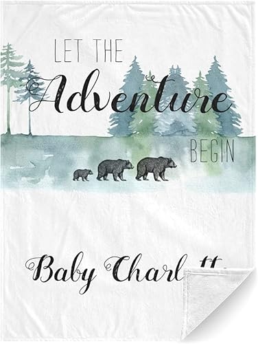 Miniatura 8 de Manta de bebé personalizada de animales de la selva con nombre, manta de bebé personalizada para niños y niñas, manta de aventura que espera cosas,