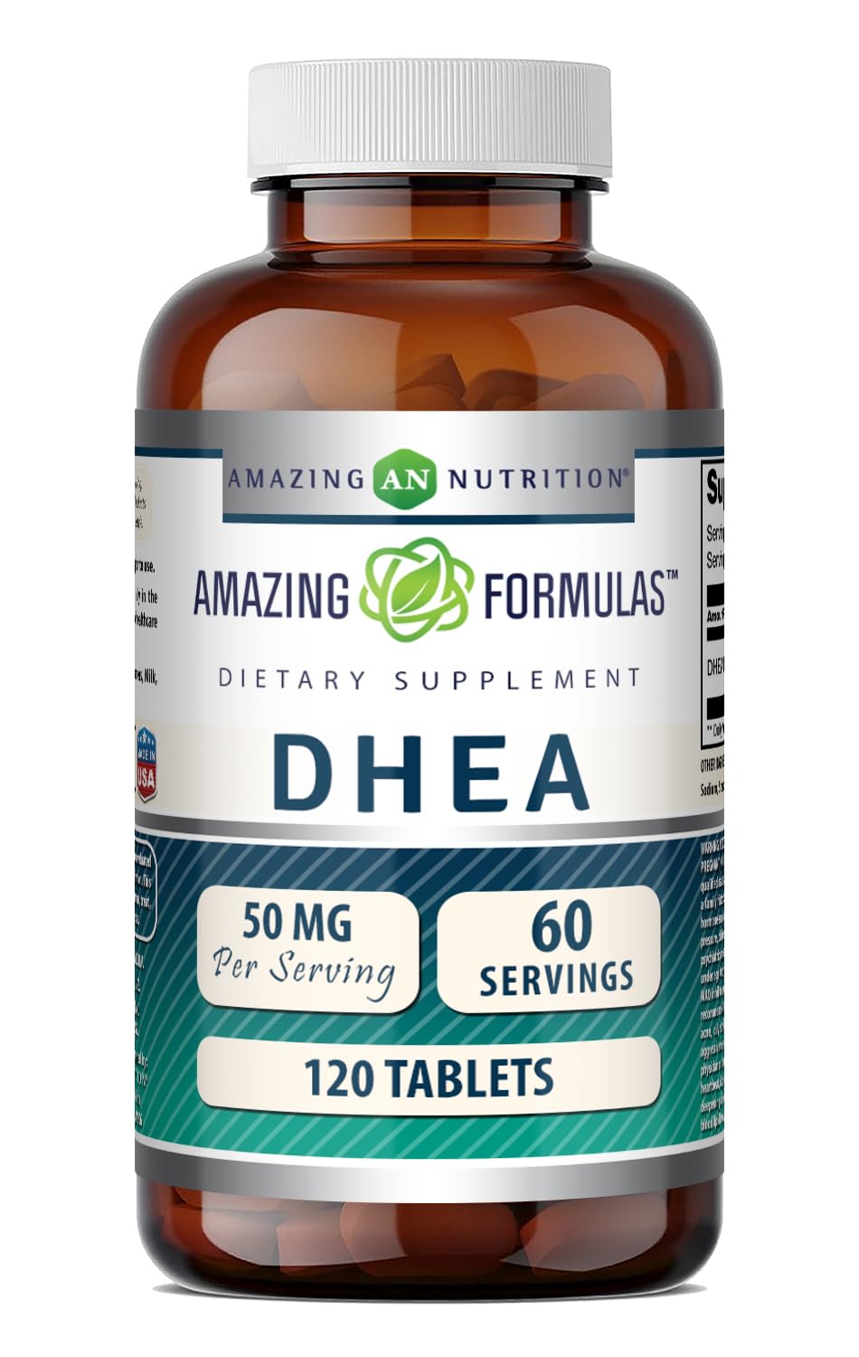 Amazing Formulas DHEA 50 Mg Tablets Supplement Gluten-Free Made in USA 120 Count