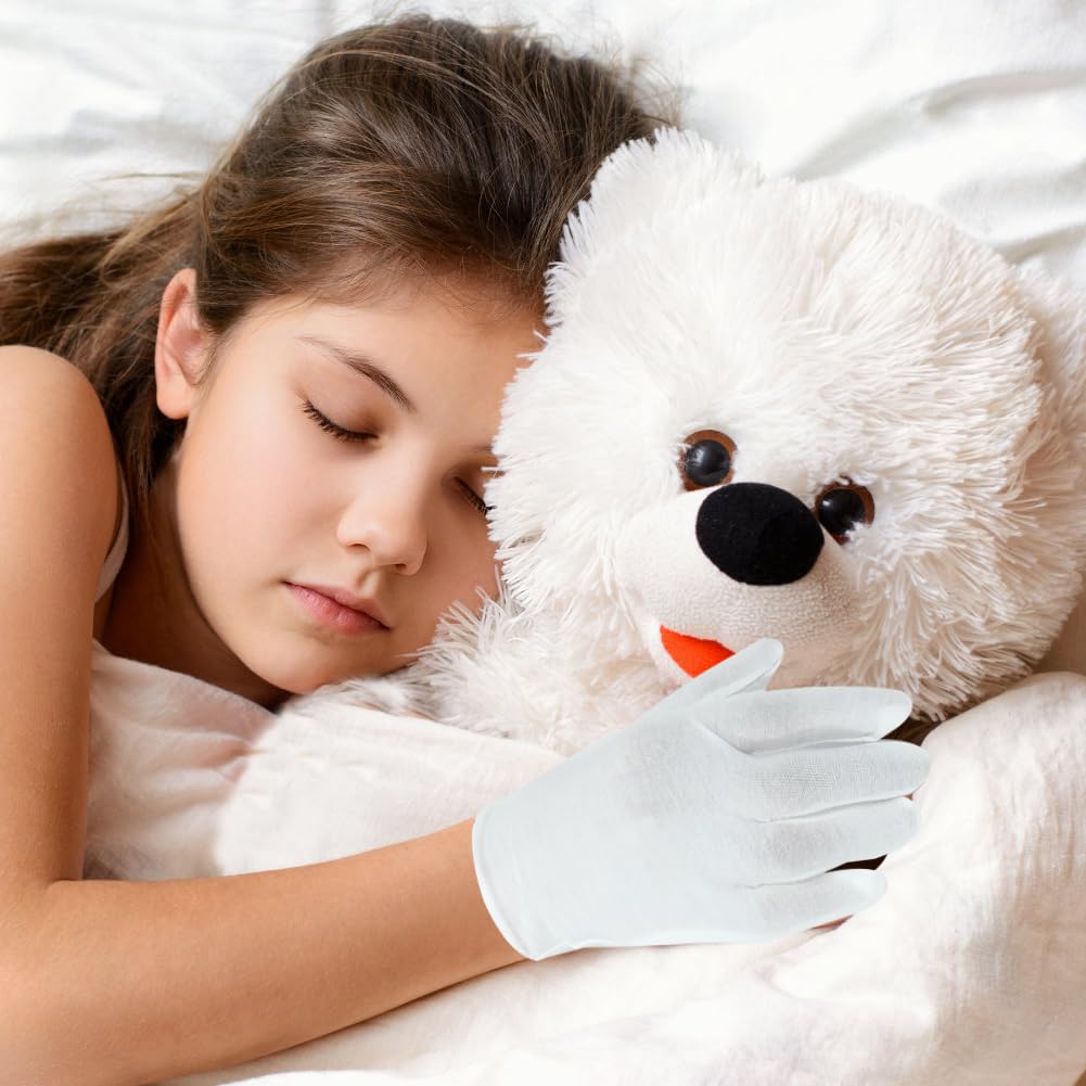 Bawełniane rękawiczki Dermatologiczne dla dzieci, 4 pary bawełniane rękawiczki nawilżające białe bawełniane rękawiczki do suchych rąk, rękawice do wyprysku dla dzieci w wieku 6-10 lat