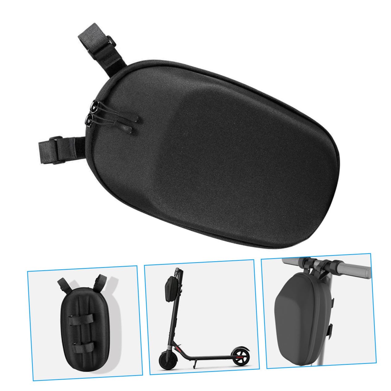 Borsa da Manubrio Eva Nera Capienza Grande per Bici e Scooter | Cerniera Scorrevole, Materiale Sicuro, Tracolla Inclusa, Versione 1 Pezzo