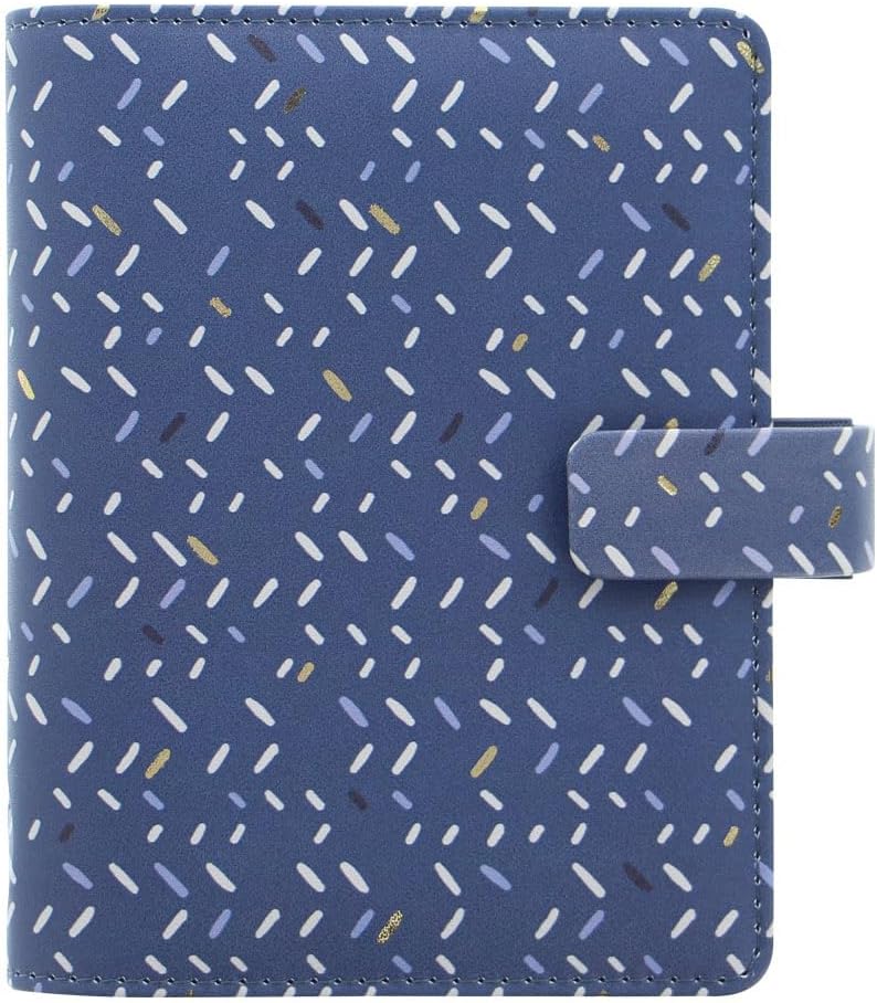 Filofax Indigo Organizer, Pocket Size, Frost - Leather-Look, Gold Foil Accents, Six Rings, Week-to-View Calendar Diary, Multilingual, 2025 (C028714-25)