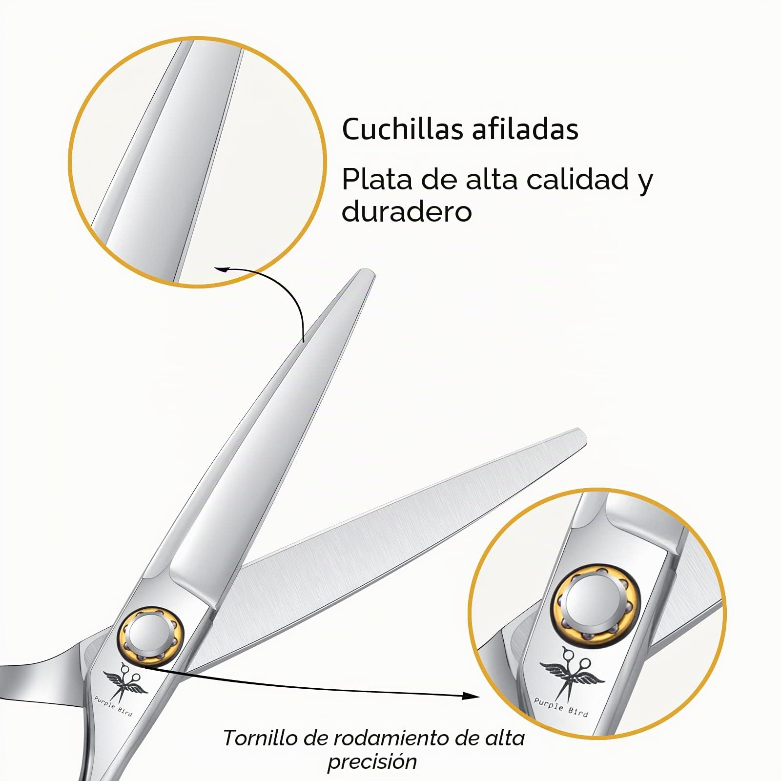 Tijeras Peluquería 6 Pulgadas Acero Inoxidable para Uso Profesional | Acero inoxidable y diseño ergonómico para cortes cómodos y precisos.