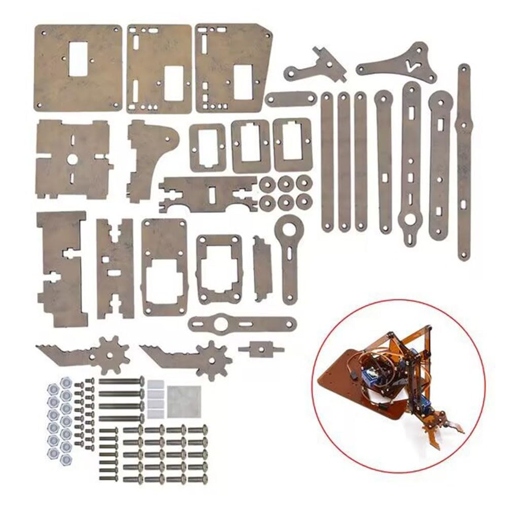 Akrylowe ramię robota zestaw chwytaków do Arduino, 5 V DIY zestaw do montażu z pazurem, STEAM zabawka edukacyjna dla młodzieży od 14 lat, czarny