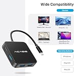 USB C Hub 10Gbps, Adaptateur multiport avec 4K 60Hz HDMI, 100W Livraison d'électricité, 3 USB A3.1+1 USB-C 3.1 Port de données, USB C à HDMI Adaptateur pour MacBook, Dell, Lenovo, Surface, iPad PRO, XPS