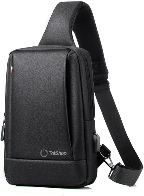 Mini Mochila Transversal Pochete Masculina Pequena Impermeável Resistente com Entrada USB e 3 Bolsos Mochillinha de Peito Shoulder Bag Masculina em oferta na Shopee