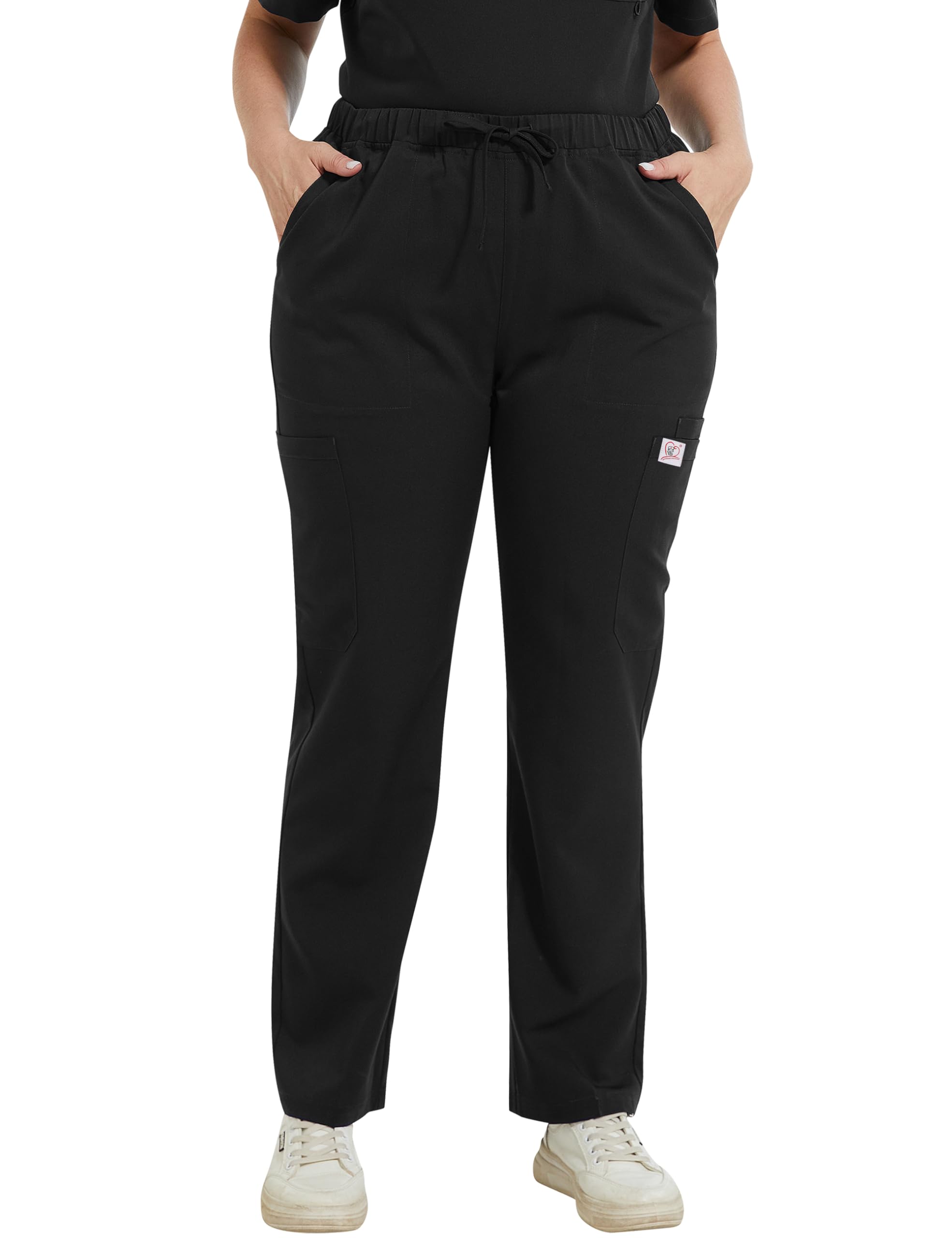 Pantaloni Sanitari Donna Pantaloni Medici con Elastico in Vita 6 Tasche, Pantaloni da Lavoro Donna Pantaloni Infermiere Dentista OSS Sala Operatoria