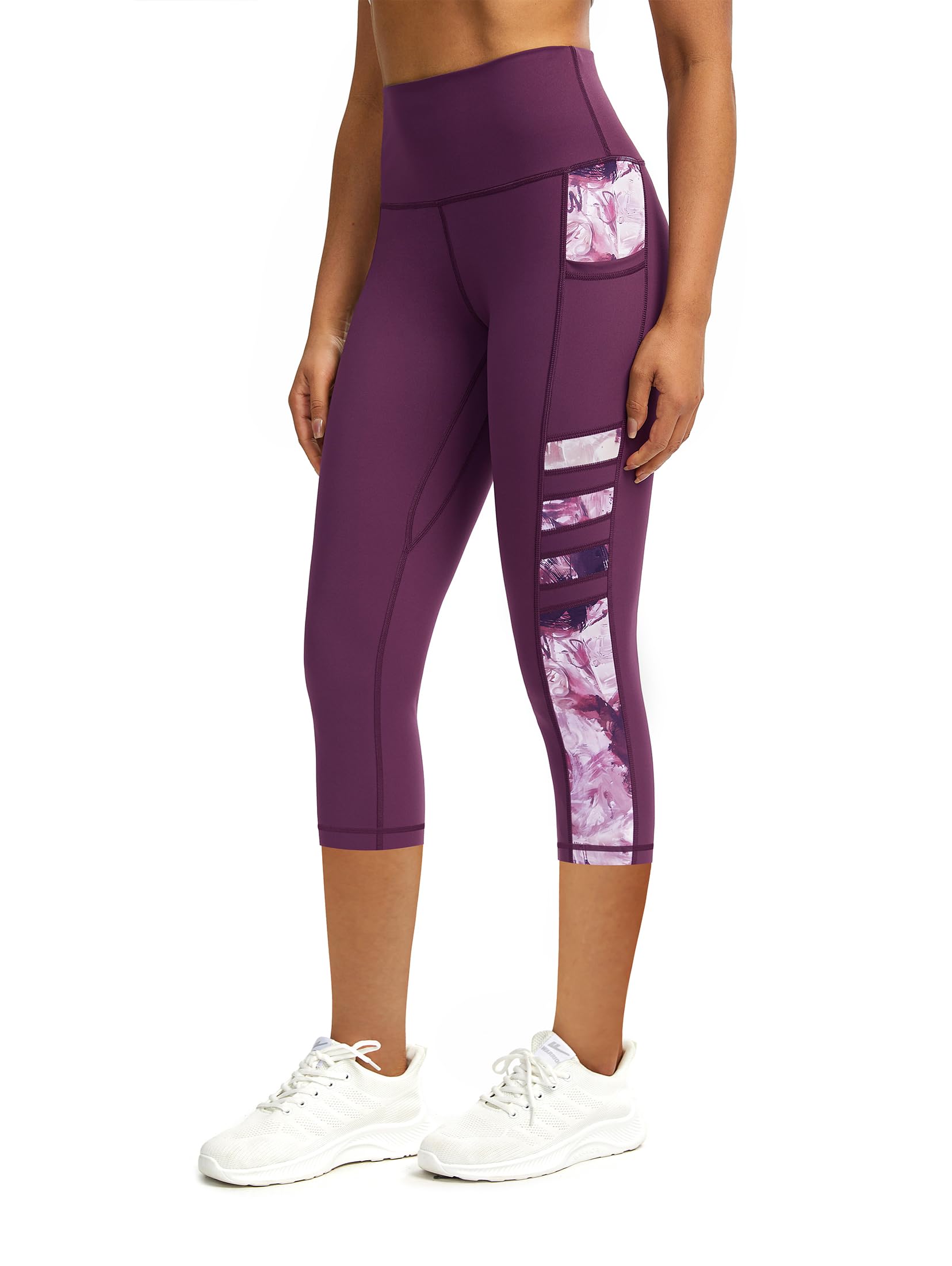 Spirantize Leggings Damen mit Tasche，Sporthose Damen 3/4 Jogginghose Fitnesshose für Training Freizeit