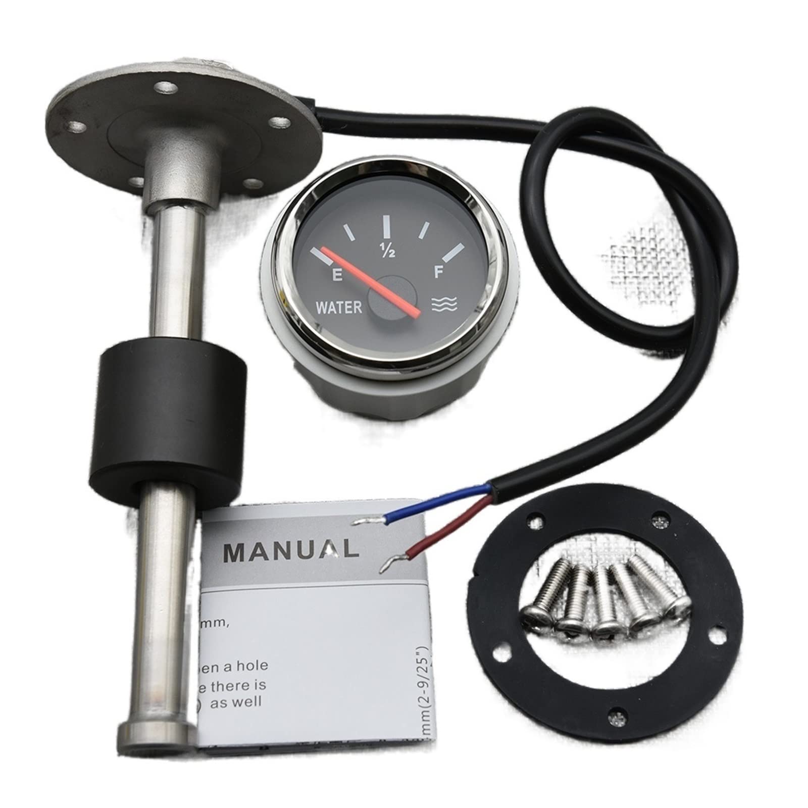 52mm wskaźnik poziomu wody 0-190ohm czujnik dla jachtu łódź morska samochód jednostka nadawcza 9-32V akcesoria, Precyzyjny Monitor(GaugeWith475mmSensor)
