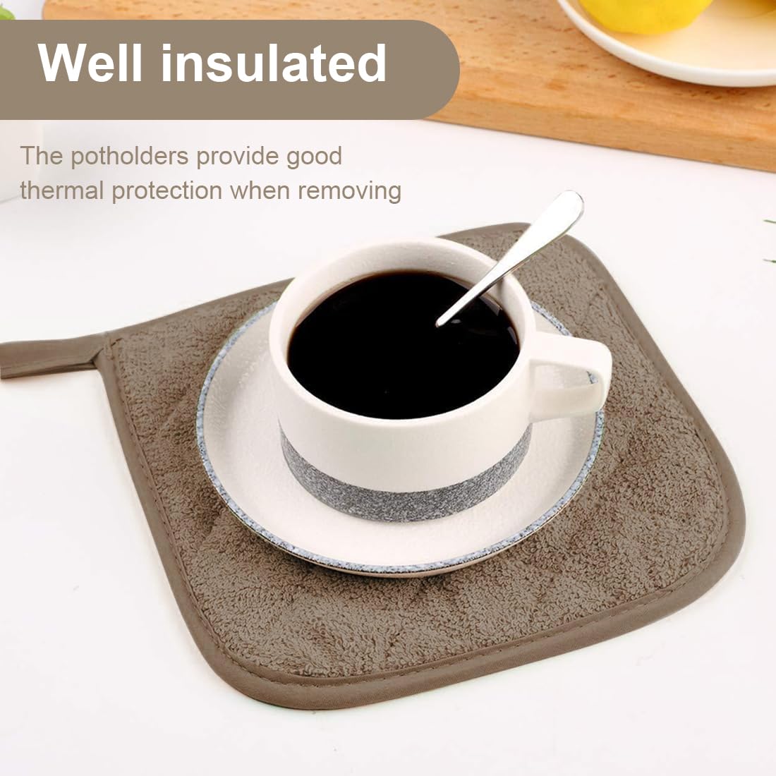 6 Stück Topflappen 18x18cm Baumwolle - Hitzebeständig Bis 200°C, 3 Muster