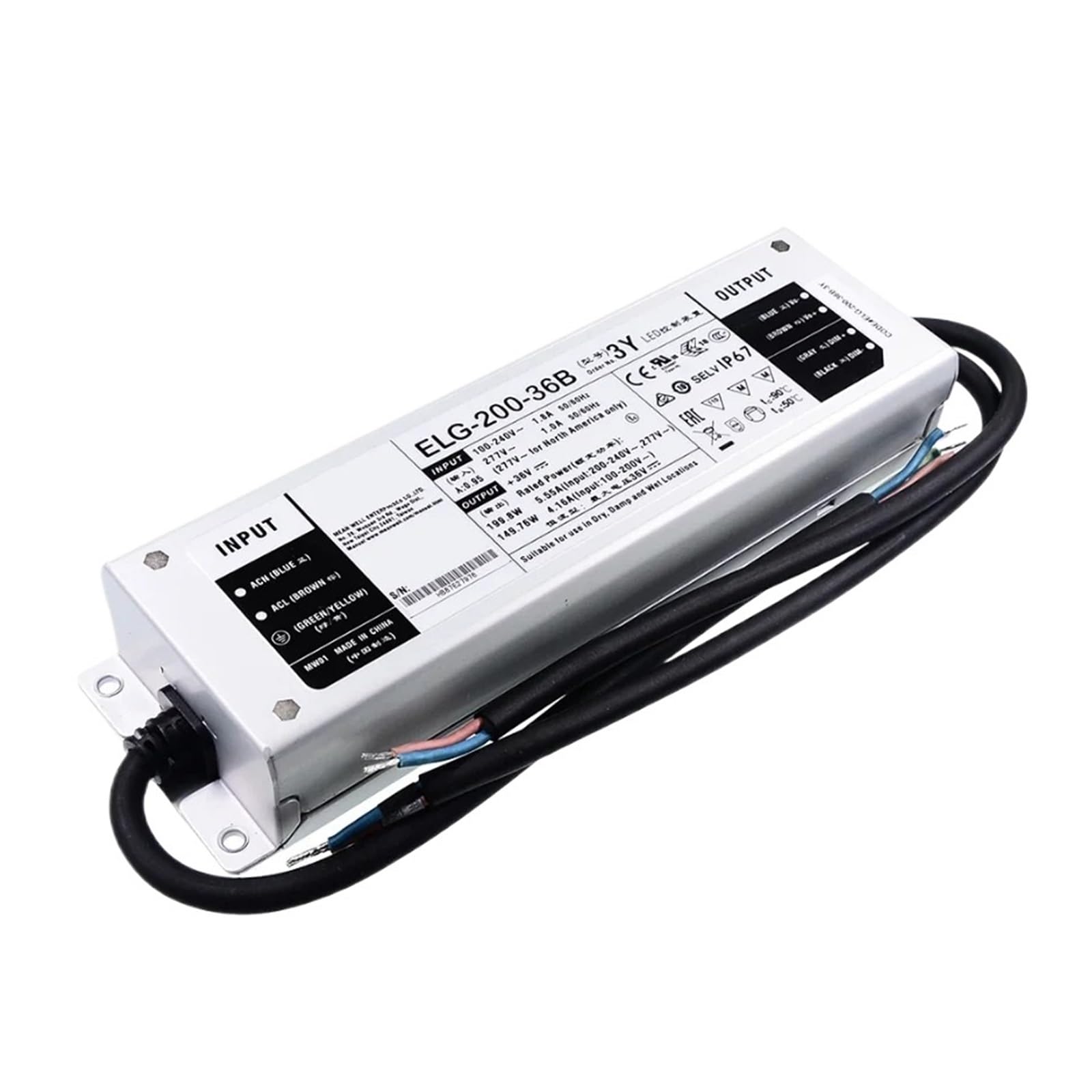 BFSYDLUJ 144~200W constant voltage+constant current dimmable LED driver ELG-200-12B-3Y ELG-200-24B-3Y ELG-200-36B-3Y ELG-200-42B-3Y(ELG-200-36B-3Y 36V)