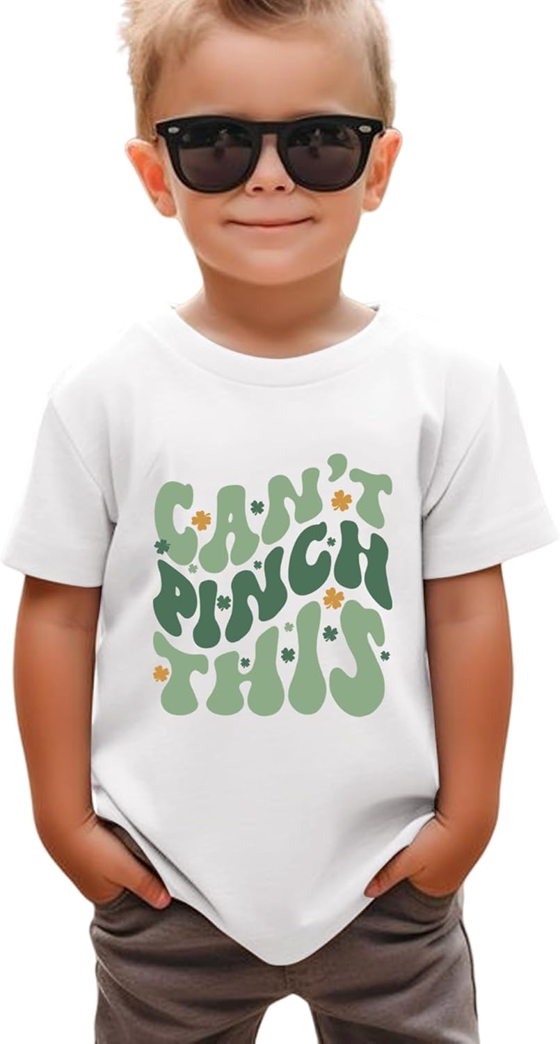 Toddler Baby Can't Pinch This T-Shirts St Patrick's Day Clover Graphic Shirts Cute Summer Short Sleeve Clothes