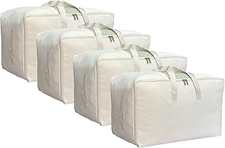 DoYiKe Soft Large Canvas Storage Bags with Zipper and Clear Window, Cott...
