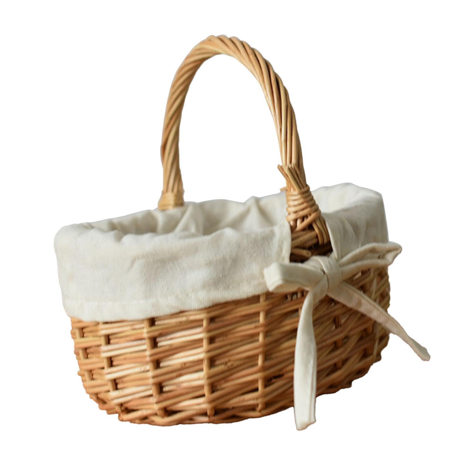 KTUXZCI Stylish Handcrafted Wicker Storage Basket With Durable Liner Versatile Picnic Basket Gatherings And Camping Wicker Picnic With Handle Sturdy Rustic