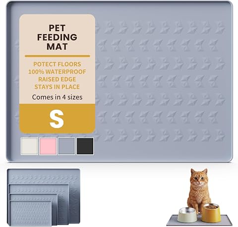 Silicone Pet Feeding Mat, Dog Cat Food Water Bowl Mat, Ra...