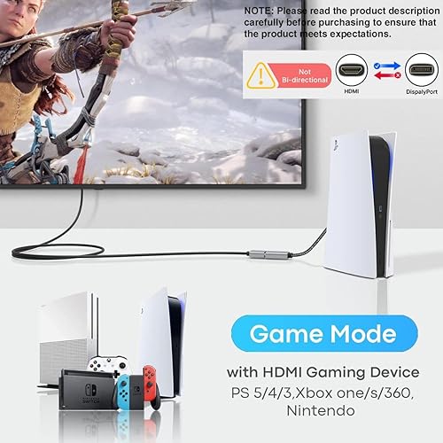 Miniatura 2 de TECHTOBOX Adaptador HDMI a DisplayPort 4K a 60Hz trenzado, alta velocidad HDMI macho a DP hembra Cable convertidor compatible con tarjeta gráfica de