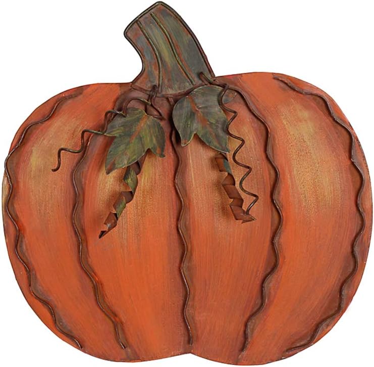 11.75"H Metal Pumpkin Fall Decorations for Home Indoor Outdoor Yard Sign Decorative Rustic Pumpkins with Stand for Garden Patio Porch Pathway Thanksgiving Autumn Harvest Seasonal Holiday Decor