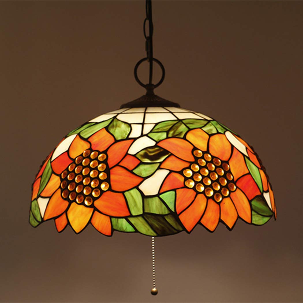 CFWSHJ Témous Pouces Vintage Vingt Pastoral Verre de Tournesol Shade 3 Lumières Style Plafond Lautres pour Le Salon Aislique, B, J