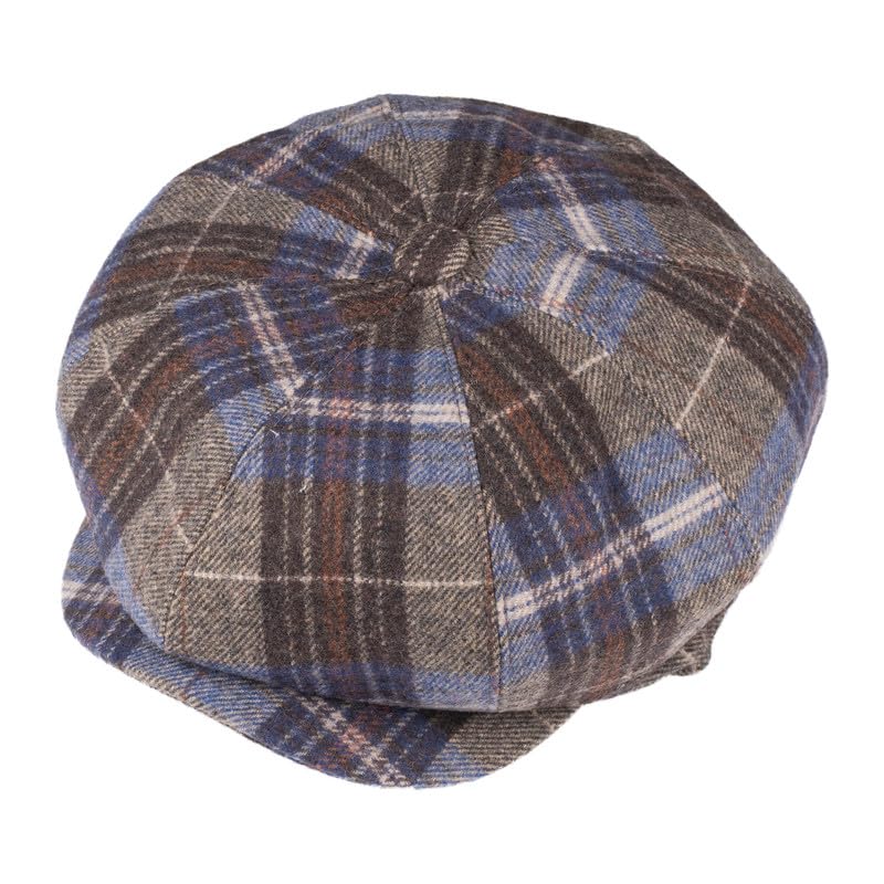Image of The Tie Hub Wool Flat Cap for Men & Women | Adjustable Vintage Newsboy Gatsby Hat for Casual, Travel, Outdoor | Free Size Herringbone Ivy Style Cap
