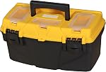 Torin ATRJH-3015T 15.5" Plastic Storage Tool Box with Removable Tray, Black/Yellow