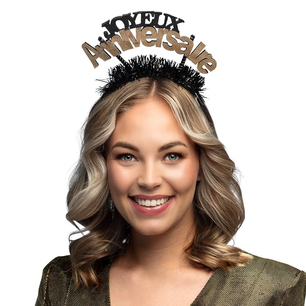 Boland 50369 Happy Birthday, Joyeux Anniversary, Tiara, Birthday, Accessory for Costumes, Theme Party, Carnival