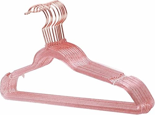 Miniatura 6 de Perchas de ropa, triángulos resistentes que ahorran espacio con purpurina transparente de cristal sin costuras, percheros esenciales para el hogar