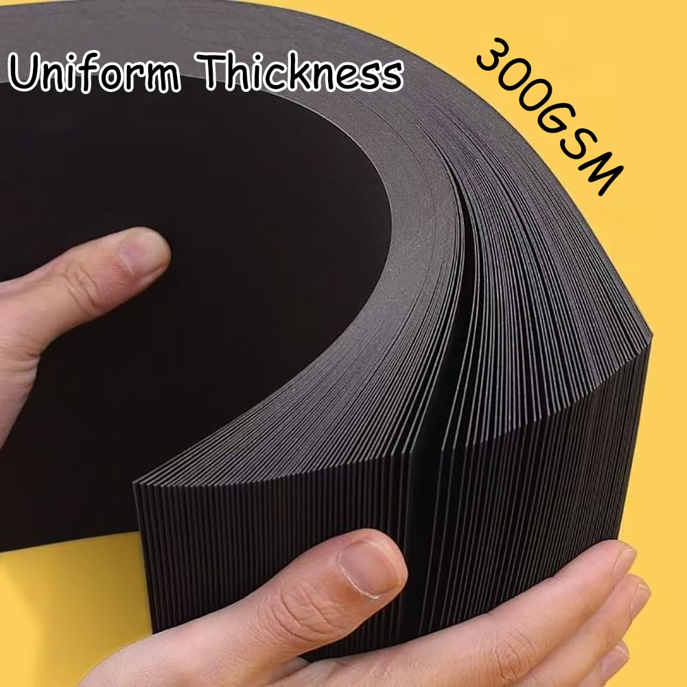 DIY Handgefertigte Origami Black Cardstock - Mehrzweckpapier Zum Druck, Handwerk Und Büro | Hintergrundpapier Für Cover, Karten, Kunstprojekte,A3-300GSM,4 Pack (20 Blätter/Pack)